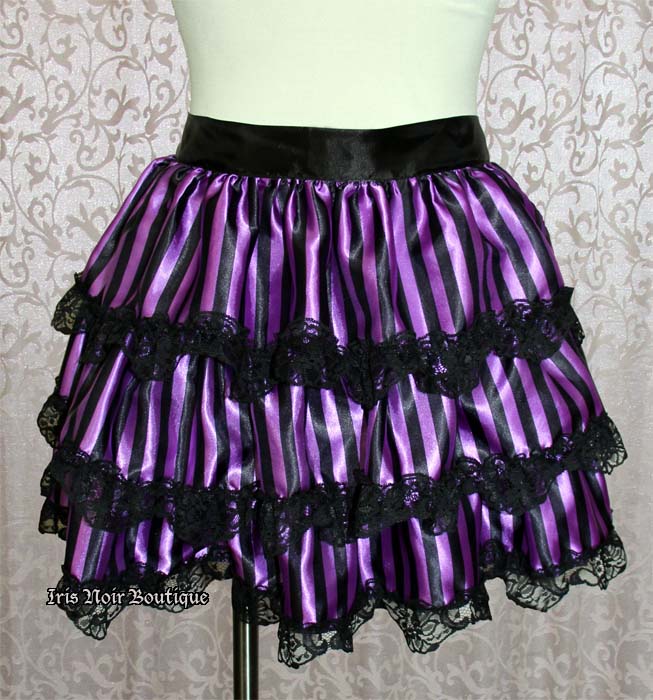 Gothic Lolita Victorian White or Purple Striped Bustle Overskirt