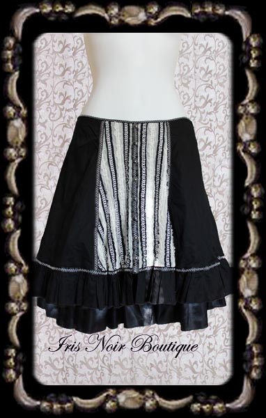 Lip Service Gothic Lolita Black & White Ruffle Skirt XS-S